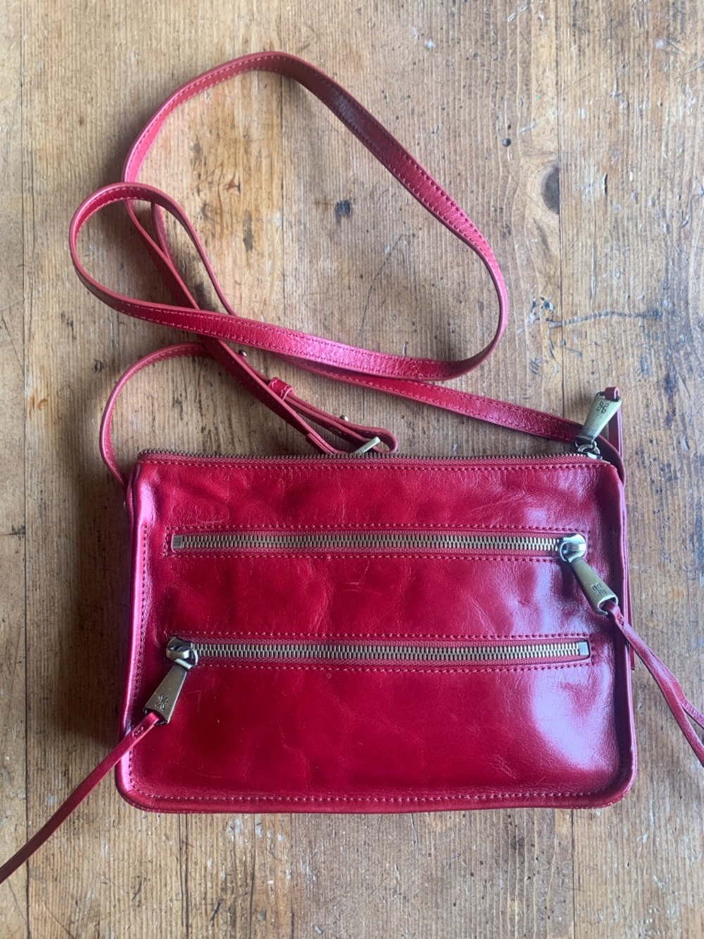 HOBO Red Leather Crossbody with Dual Front Zips - Picture 3 of 16